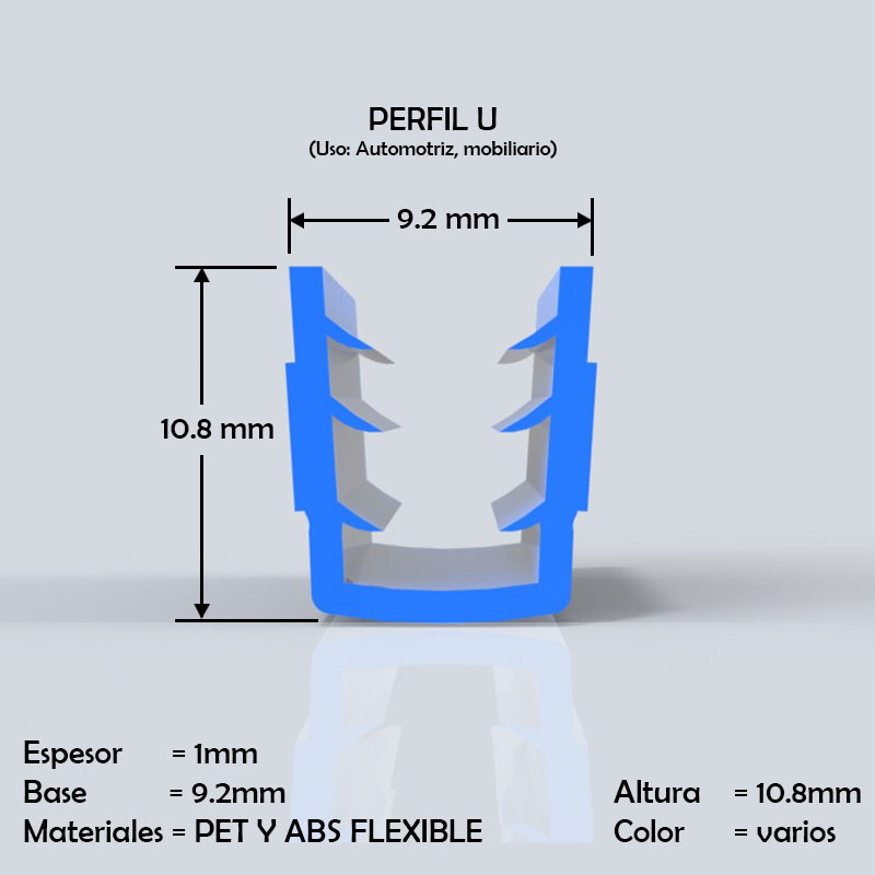 perfil tipo u de pvc